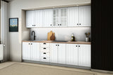 Küchenzeile Provence Andersen Kiefer – 260 cm – mit Glashängeschrank – K4-G260 – Raumansicht über Eck von rechts