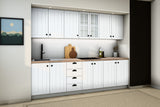 Küchenzeile Provence Andersen Kiefer – 260 cm – mit Glashängeschrank – K4-G260 – Raumansicht über Eck von links