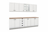 Küchenzeile Provence Andersen Kiefer – 260 cm – mit Glashängeschrank – K4-G260 – freigestellt, über Eck von links