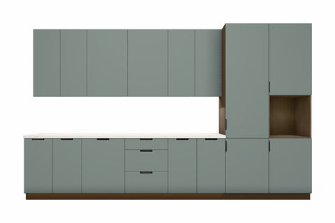Küchenzeile Sorento Baltic Storm & Grün – 400 cm – K87-G400 R – freigestellt auf Weiß
