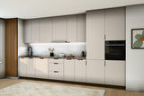 Küchenzeile Sorento Beige – 400 cm – mit 2 Hochschränken – K73-G400 R – Raumansicht über Eck von rechts