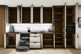 Küchenzeile Sorento Beige – 400 cm – mit 2 Hochschränken – K73-G400 R – Türen, Klappen und Auszüge geöffnet