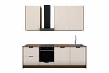 Küchenzeile Sorento Beige & Dunkle Eiche – 240 cm – KÜ-SORENTOB-001 – freigestellt auf Weiß