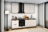 Küchenzeile Sorento Beige & Dunkle Eiche – 240 cm – KÜ-SORENTOB-001 – Raumansicht über Eck von links
