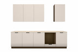 Küchenzeile Sorento Beige & Dunkle Eiche 300 cm – Ausführung Komfort – Nur Küche, freigestellt