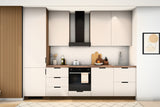 Küchenzeile Sorento Beige & Dunkle Eiche 300 cm – Ausführung Premium – Raumansicht frontal