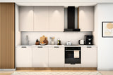 Küchenzeile Sorento Beige & Sonoma Eiche 300 cm – Ausführung Komfort – Raumansicht frontal
