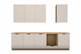 Küchenzeile Sorento Beige & Sonoma Eiche 300 cm – Ausführung Komfort – Nur Küche, freigestellt