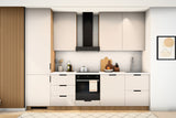 Küchenzeile Sorento Beige & Sonoma Eiche 300 cm – Ausführung Premium – Raumansicht frontal