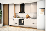Küchenzeile Sorento Beige & Sonoma Eiche 300 cm – Ausführung Premium – Raumansicht schräg