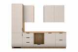 Küchenzeile Sorento Beige & Sonoma Eiche 300 cm – Ausführung Premium – Nur Küche, freigestellt