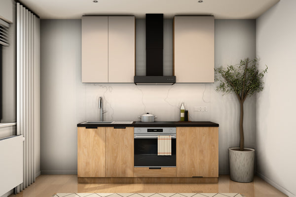 Küchenzeile Sorento Beige & Sonoma Eiche – 200 cm – mit Herdumbauschrank – K46-G200