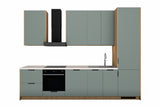 Küchenzeile Sorento Grün & Sonoma Eiche – 320 cm – KÜ-SORENTO3-001 – freigestellt auf Weiß