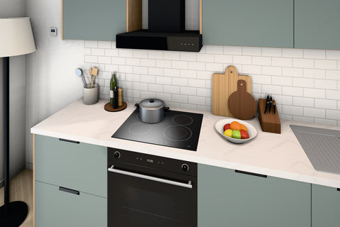 Küchenzeile Sorento Grün & Sonoma Eiche – 320 cm – KÜ-SORENTO3-001 – Kochbereich