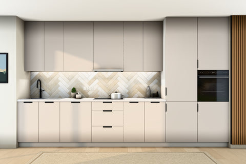 Küchenzeile Sorento Weiß & Beige – 400 cm – K58-G400 R – Raumansicht frontal