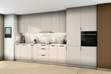 Küchenzeile Sorento Weiß & Beige – 400 cm – K58-G400 R – Raumansicht über Eck von rechts