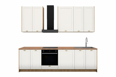 Küchenzeile Sorento Weiß & Sonoma Eiche – 280 cm – KÜ-SORENTO5-001 – freigestellt auf Weiß