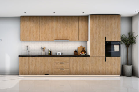 Küchenzeile Sorento Weiß & Sonoma Eiche – 400 cm – K88-G400 R – Raumansicht frontal