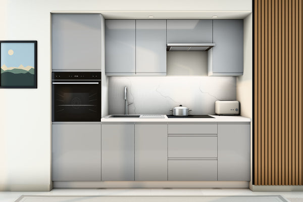 Küchenzeile Velmora Grau Hochglanz – 240 cm – K101-G240
