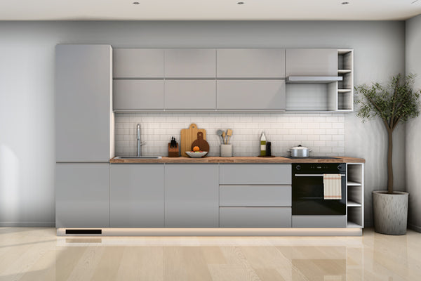 Küchenzeile Velmora Grau Hochglanz – 340 cm – K40-G340