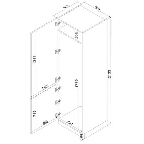 Kühlumbauschrank D60LO/2133 P/L – Morvex – Elegantes Design – Ansicht 7
