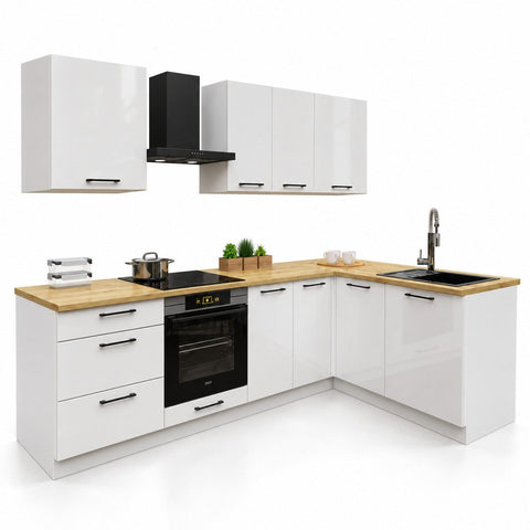 L-Küche Dnoria – 260 × 170 cm – KS41-G260 – Foto 2 (Weiß Hochglanz)