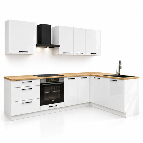 L-Küche Dnoria – 260 × 170 cm – KS41-G260 – Foto 4 (Weiß Hochglanz)