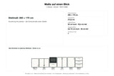 Maße L-Küche Dnoria KS41-G260: Stellmaß 260 × 170 cm