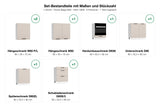 Set-Bestandteile L-Küche Dnoria KS41-G260: 7 Schränke mit Maßen – Farbe Beige Matt
