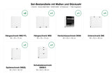 Set-Bestandteile L-Küche Elvara KS39-G260: 7 Schränke mit Maßen – Farbe Weiß Matt