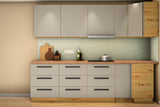 L-Küche Nexa Beige & Artisan-Eiche – 330 × 270 cm – KÜ-NEXA-003 – Wand B frontal
