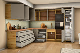 L-Küche Nexa Beige & Artisan-Eiche – 330 × 270 cm – KÜ-NEXA-003 – Türen, Klappen und Auszüge geöffnet