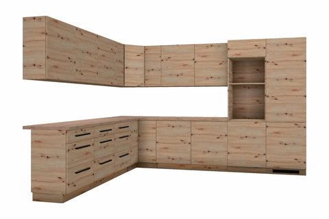 L-Küche Nexa Woodline & Artisan-Eiche – 330 × 270 cm – KÜ-NEXA-003 – freigestellt auf Weiß