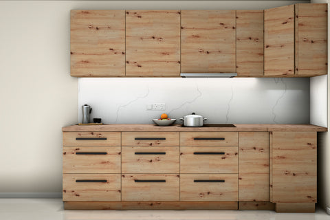 L-Küche Nexa Woodline & Artisan-Eiche – 330 × 270 cm – KÜ-NEXA-003 – Wand B frontal