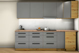 L-Küche Nexa Grau & Artisan-Eiche – 330 × 270 cm – KÜ-NEXA-003 – Wand B frontal