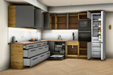 L-Küche Nexa Grau & Artisan-Eiche – 330 × 270 cm – KÜ-NEXA-003 – Türen, Klappen und Auszüge geöffnet
