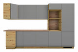 L-Küche Nexa Grau & Artisan-Eiche – 330 × 270 cm – KÜ-NEXA-003 – Wand A freigestellt auf Weiß