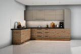 L-Küche Nexa Woodline & Beige – 330 × 210 cm – K24-G210 – Raumansicht frontal