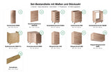 Set-Bestandteile mit Maßen und Stückzahl – L-Küche – Nexa Woodline – K53-G330