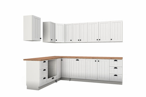 L-Küche Provence Andersen Kiefer – 270 × 190 cm – KÜ-PROV-001 – freigestellt auf Weiß