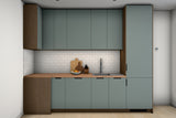 L-Küche Sorento Grün & Dunkle Eiche – 294 × 239 cm – KÜ-SORENTO2-001 – Wand A frontal