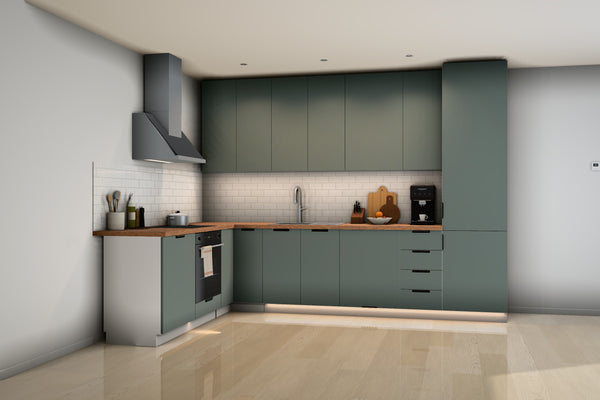 L-Küche Sorento Weiß & Grün – 330 × 210 cm – K52-G330