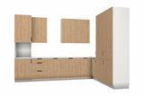 L-Küche Sorento Weiß & Sonoma Eiche – 360 × 220 cm – mit Backofen-Hochschrank – K41-G360 – freigestellt auf Weiß