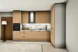 L-Küche Sorento Weiß & Sonoma Eiche – 360 × 220 cm – mit Backofen-Hochschrank – K41-G360 – Raumansicht über Eck von links