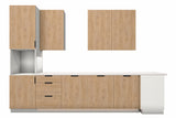 L-Küche Sorento Weiß & Sonoma Eiche – 360 × 220 cm – mit Backofen-Hochschrank – K41-G360 – Wand A freigestellt auf Weiß