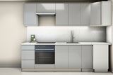 L-Küche Velmora Grau Hochglanz – 270 × 240 cm – K94-G270 – Wand B frontal