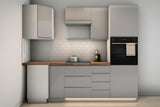 L-Küche Velmora Grau Hochglanz – 270 × 250 cm – K67-G250 – Wand A frontal
