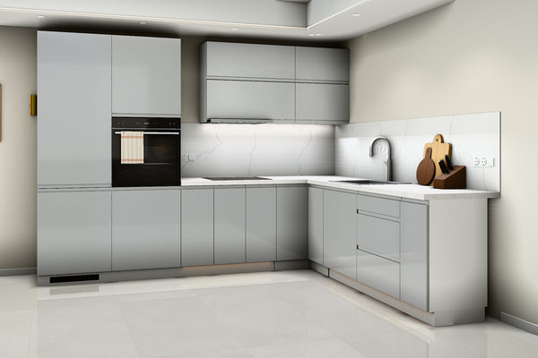 L-Küche Velmora Grau Hochglanz – 300 × 240 cm – K31-G300 L