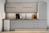 L-Küche Velmora Grau Hochglanz – 330 × 210 cm – K54-G330 R – Wand A frontal