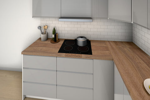 L-Küche Velmora Grau Hochglanz & Weiß – 330 × 210 cm – KÜ-ASPE-013 – Kochbereich